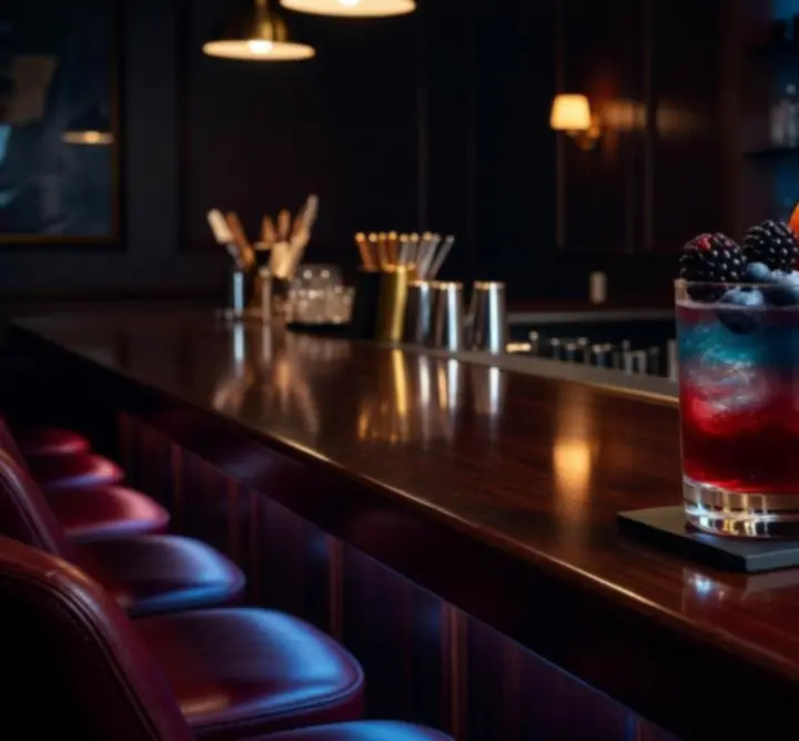 Cocktail signature servi au bar du Premium Car Shine Hub Lounge