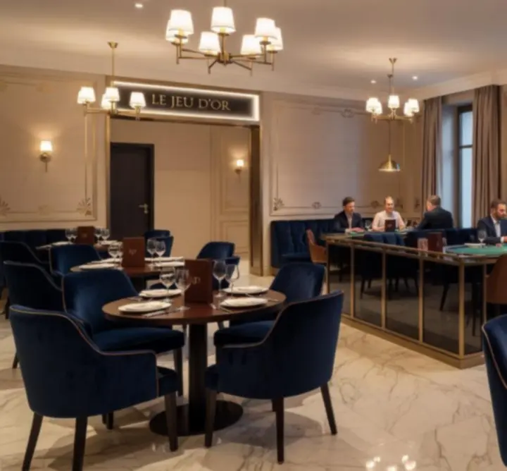 Vue intérieure élégante du Premium Car Shine Hub Lounge avec espace restaurant et lounge.
